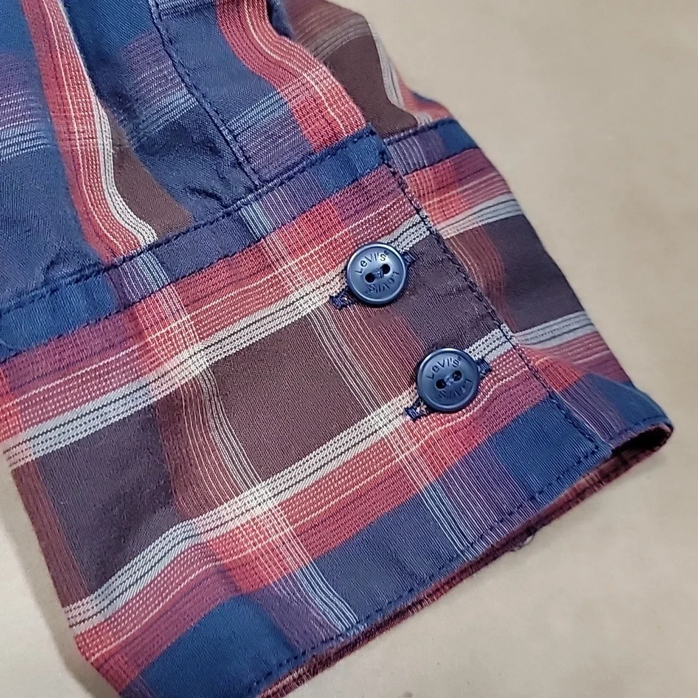 Levi's Size L Multicolored Plaid Long Sleeve Western Shirt Cotton Blend